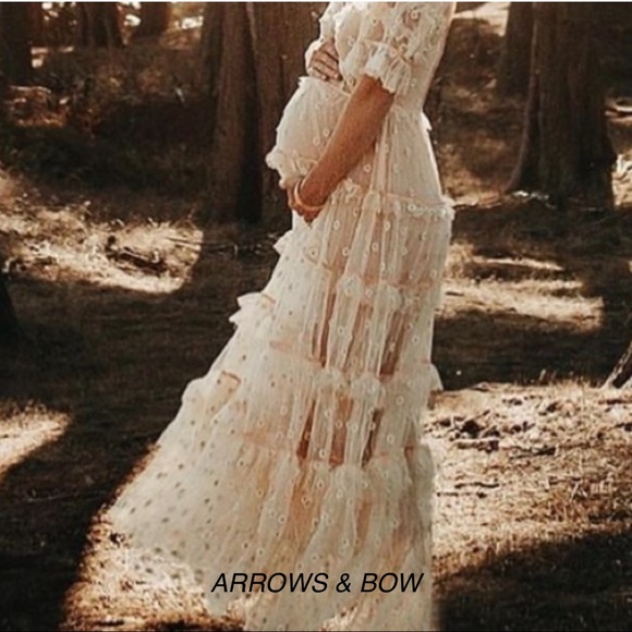 ✨Last Chance💋🌸🌼DÔEN ‘Orelia’ Daisy Embroidered Tiered Tulle Dress S✨ - Picture 5 of 15